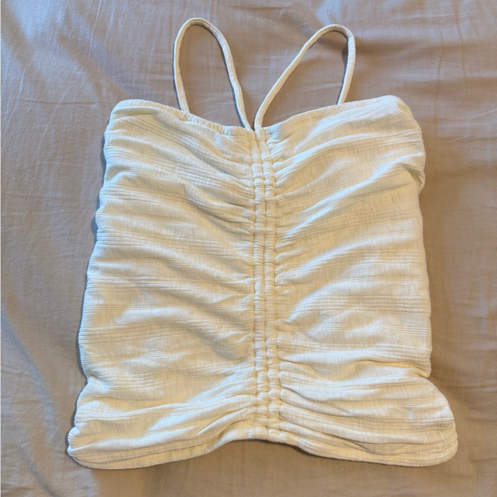 Pilcro Cream Ruched Halter Top - Picture 3 of 5